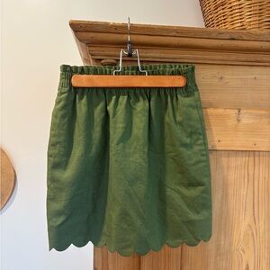 NWT J.crew linen scalloped skirt.